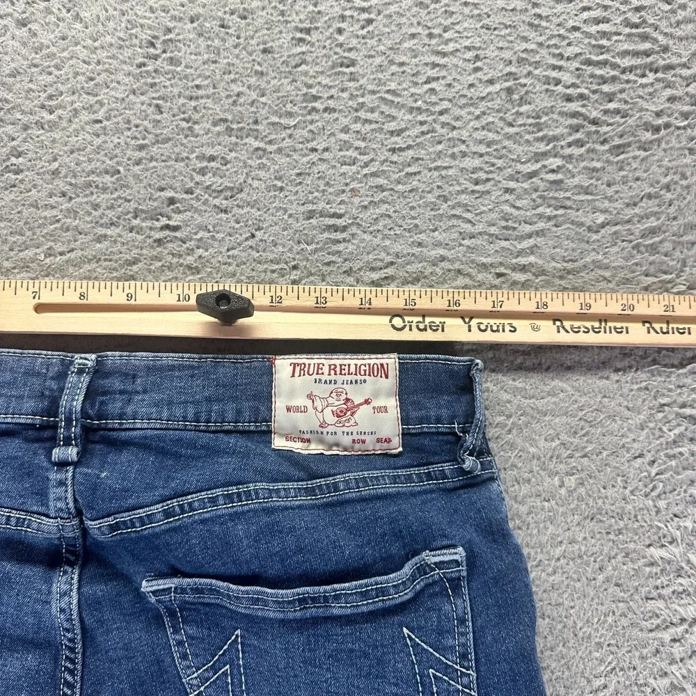 True Religion Rocco Jeans Mens 33x35 Blue Denim Skinny Leg Relaxed Biker Stretch